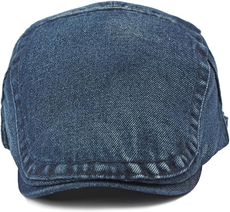 PTDTSHOU Newsboy Cap for Men Adjustable Flat Ivy Gatsby Cabbie Driving Hat Breathable Denim Cotton Golf Cap - Image 3